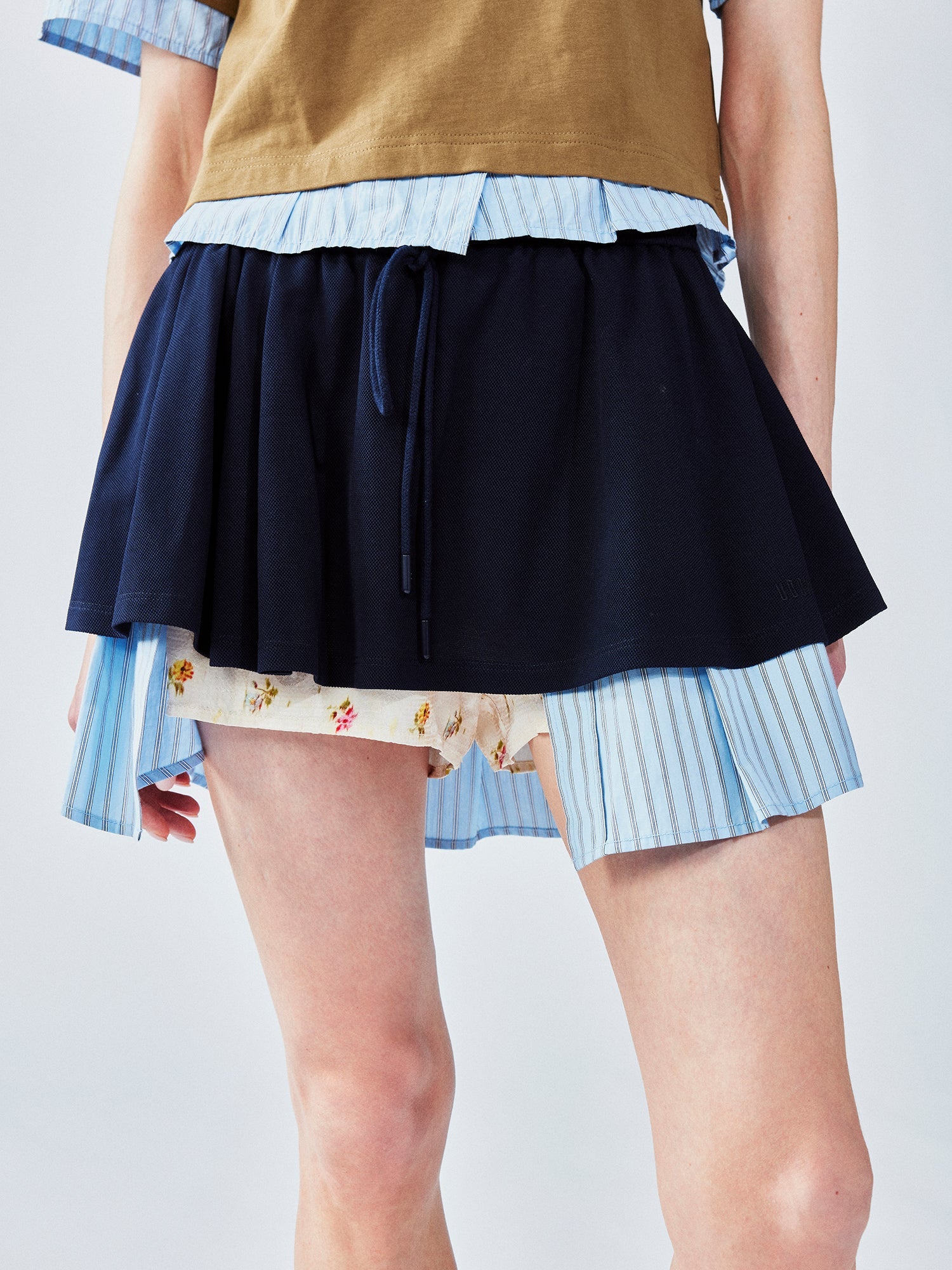 Faux-layered polo shirt mini skirt