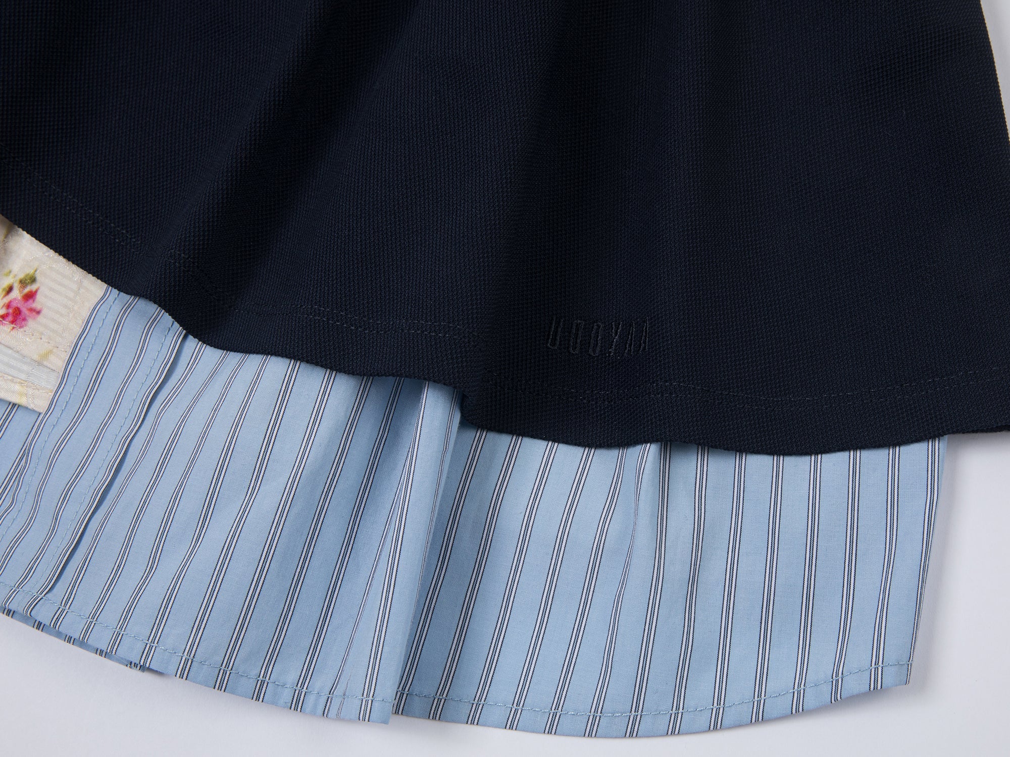 Faux-layered polo shirt mini skirt