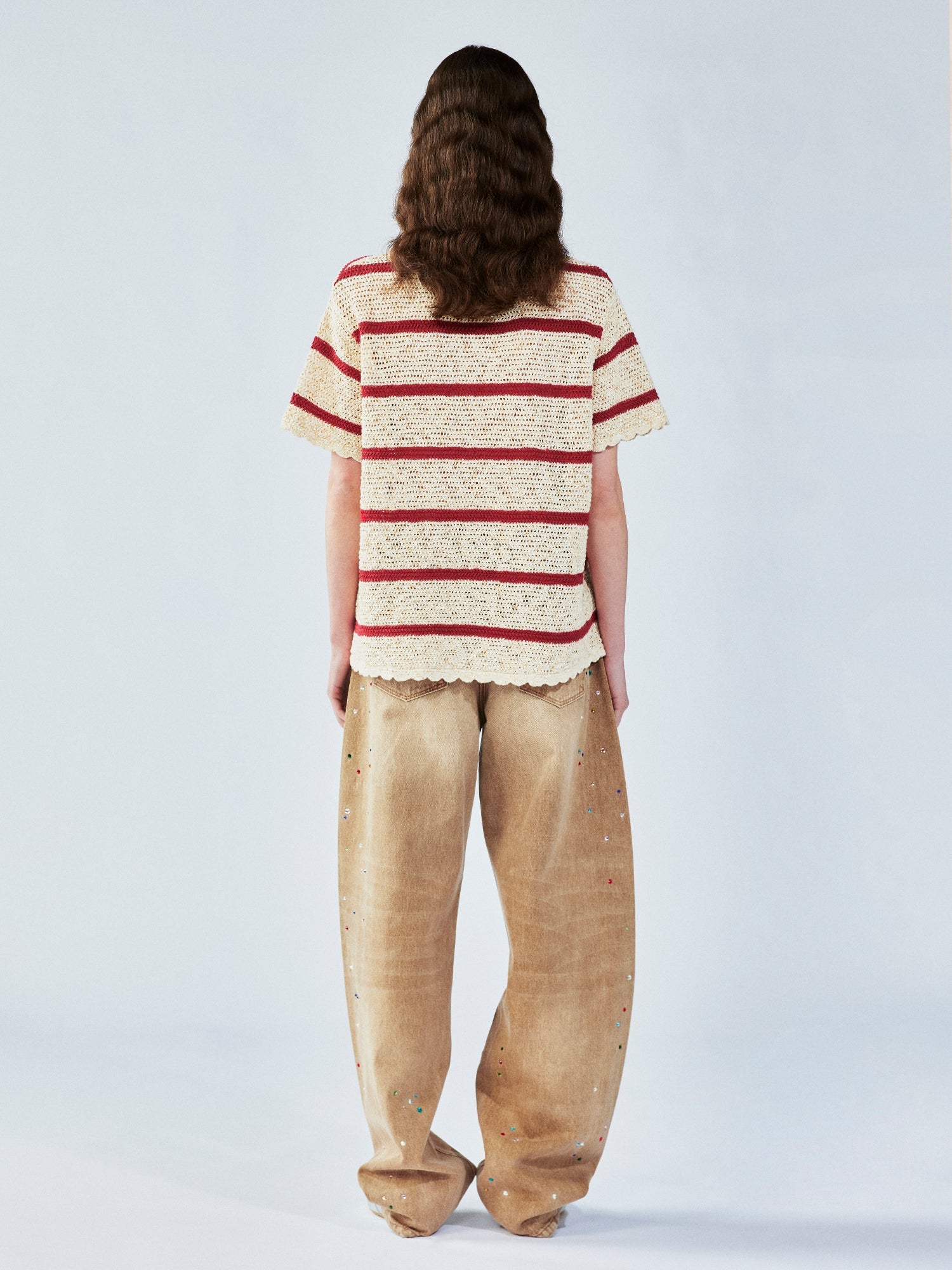 Love & food handmade granny-knit style t-shirt