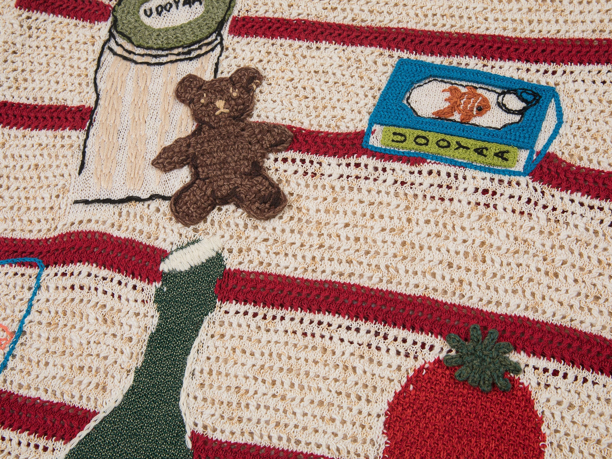 Love & food handmade granny-knit style t-shirt