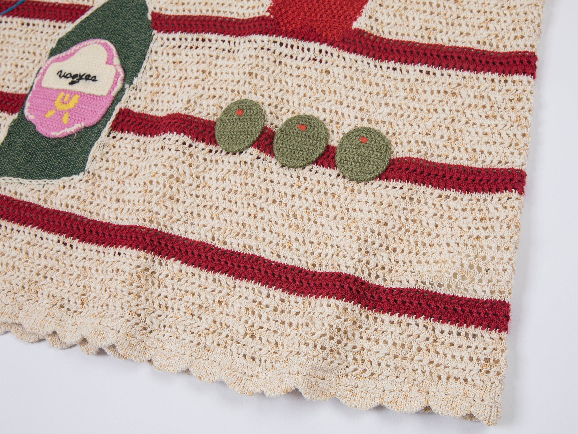 Love & food handmade granny-knit style t-shirt