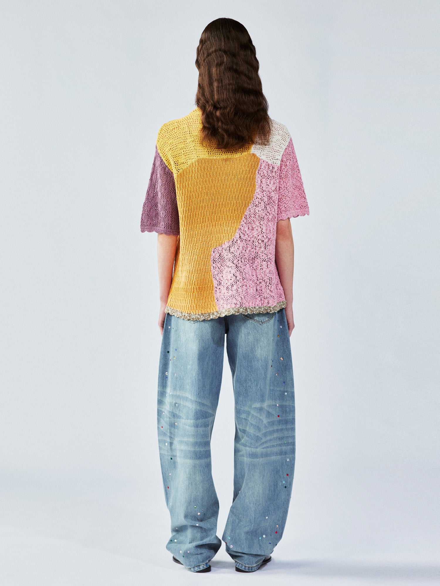 Love & food handmade granny-knit style t-shirt