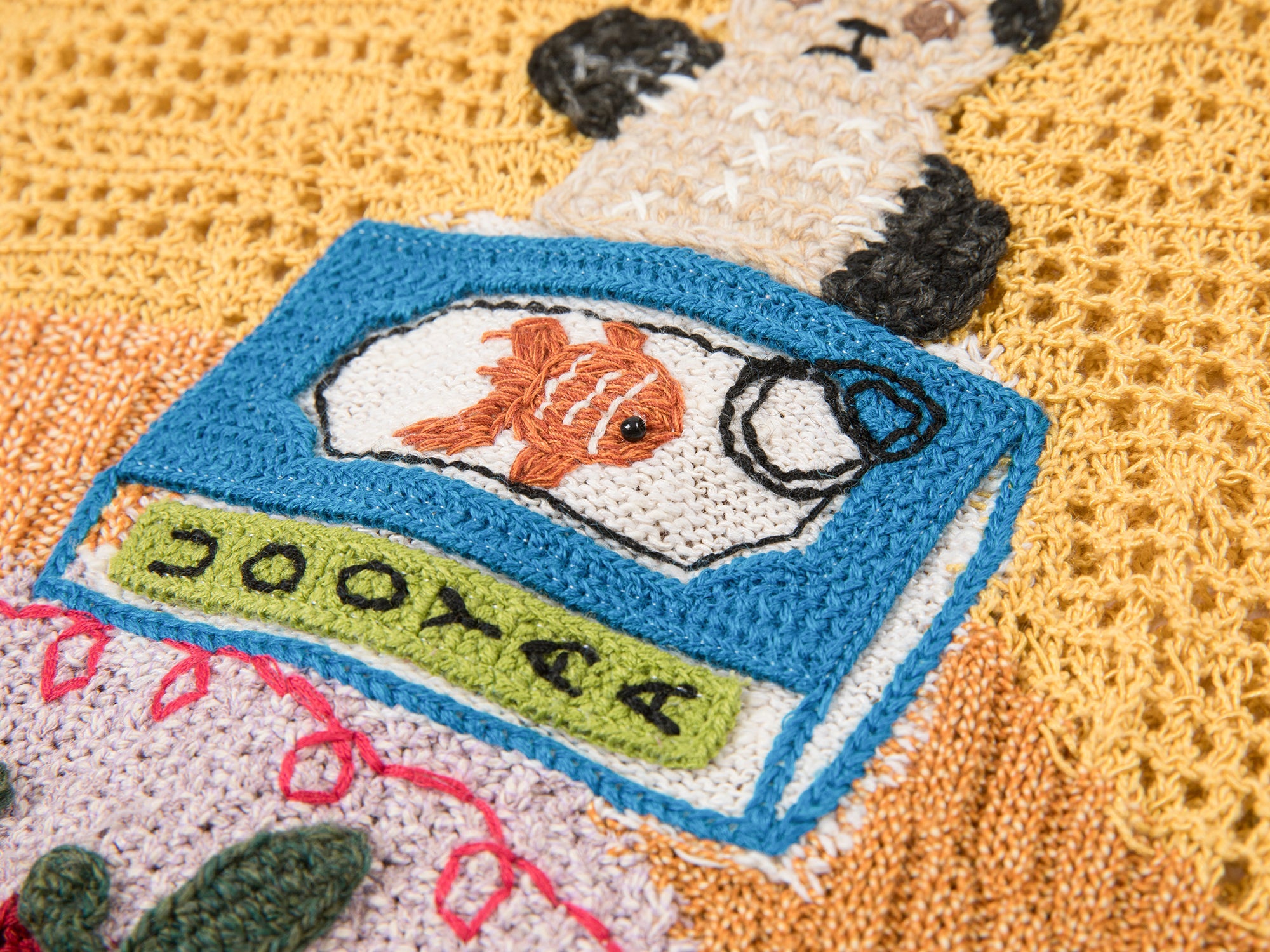 Love & food handmade granny-knit style t-shirt