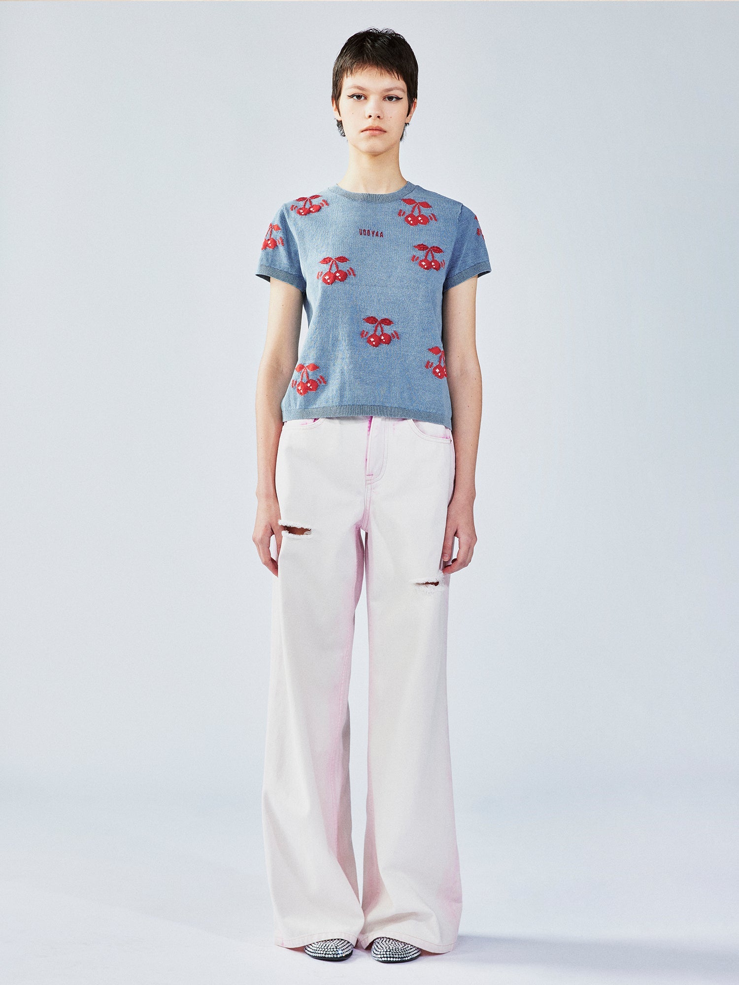 Dynamic cherry knit t-shirt