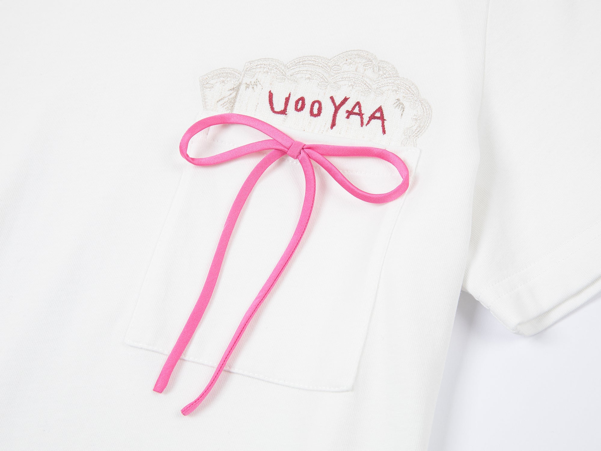 Npkin-pocket appliqué embroidery t-shirt