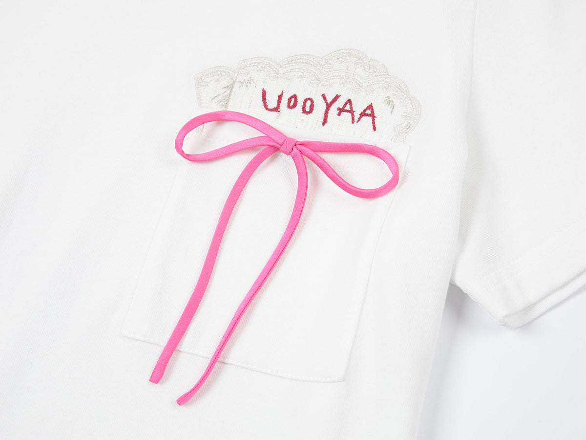ポケットアップリケ刺繍Tシャツ
