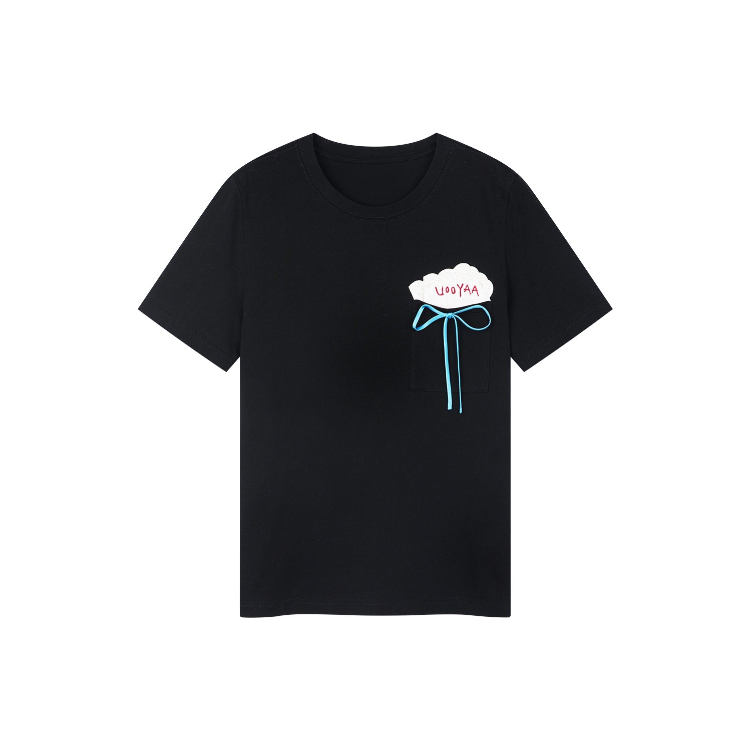 Npkin-pocket appliqué embroidery t-shirt