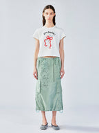 ボウ＆フォーク アップリケ Tシャツ