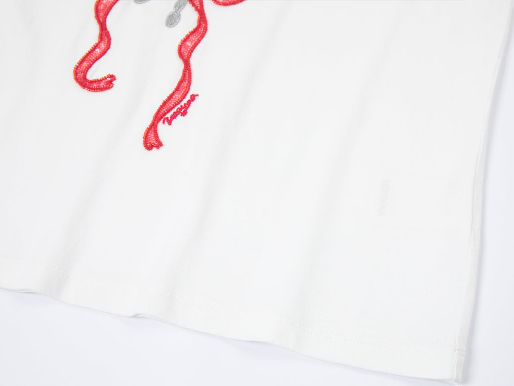 ボウ＆フォーク アップリケ Tシャツ