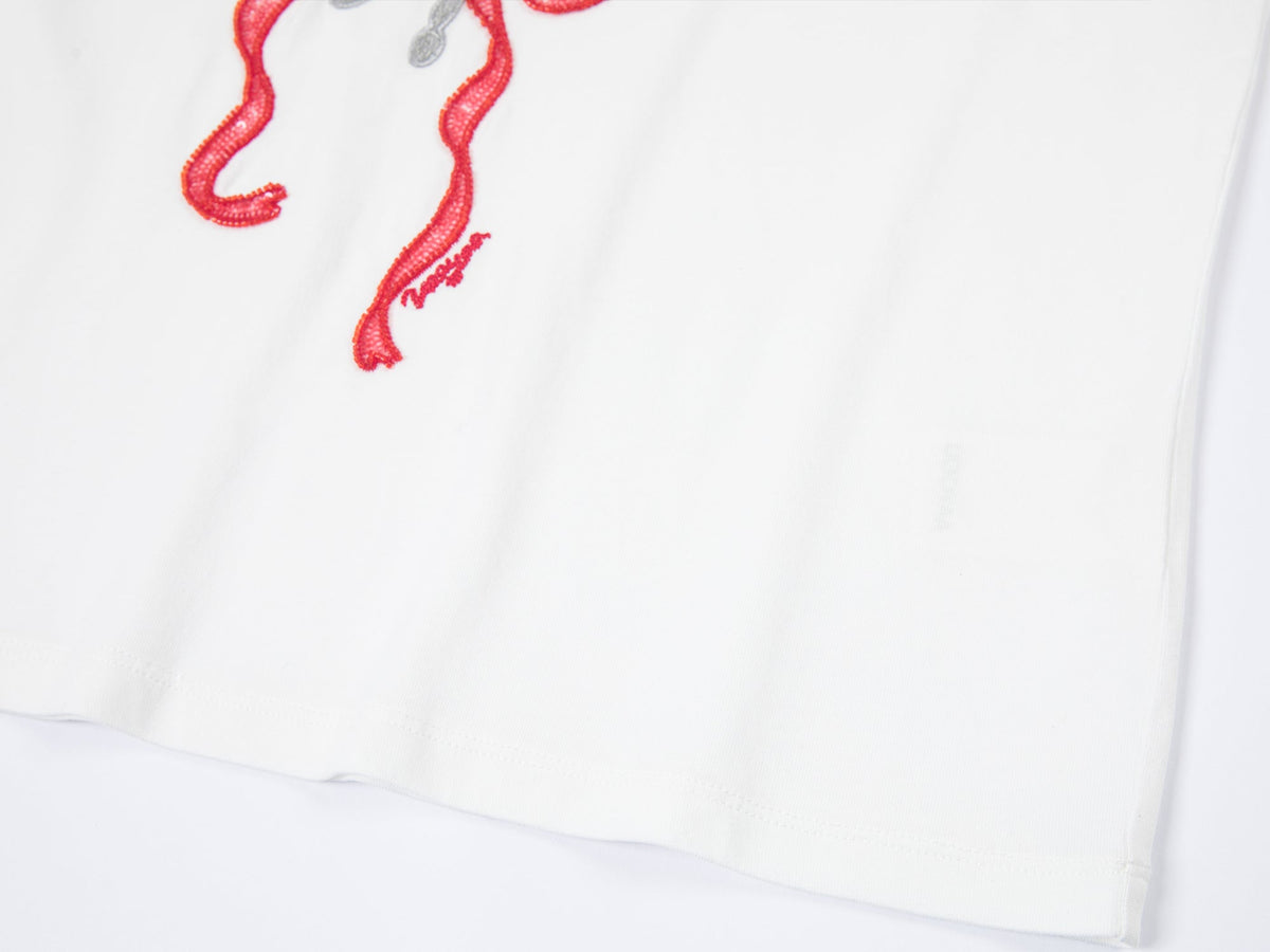 ボウ＆フォーク アップリケ Tシャツ