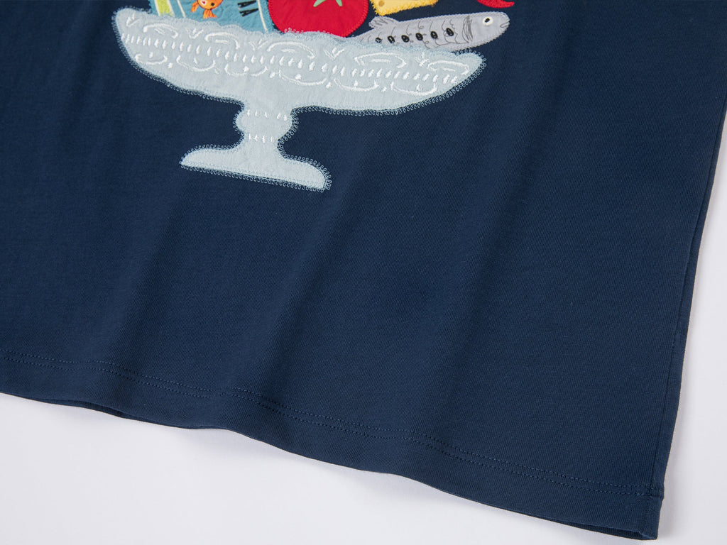 フードプラッターアップリケTシャツ