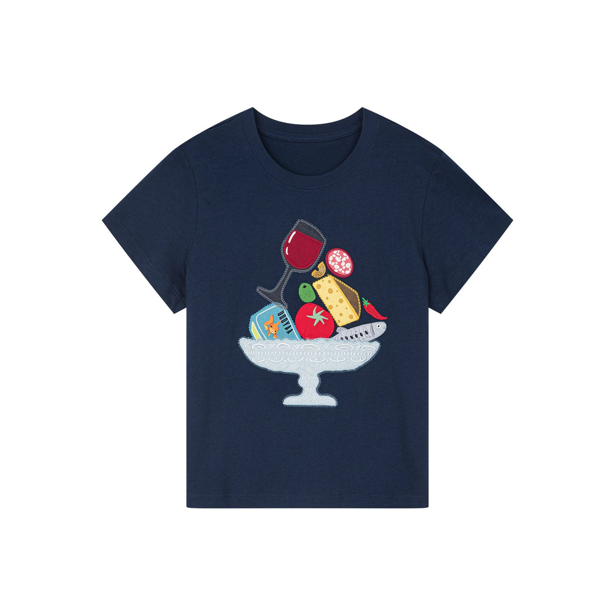 フードプラッターアップリケTシャツ