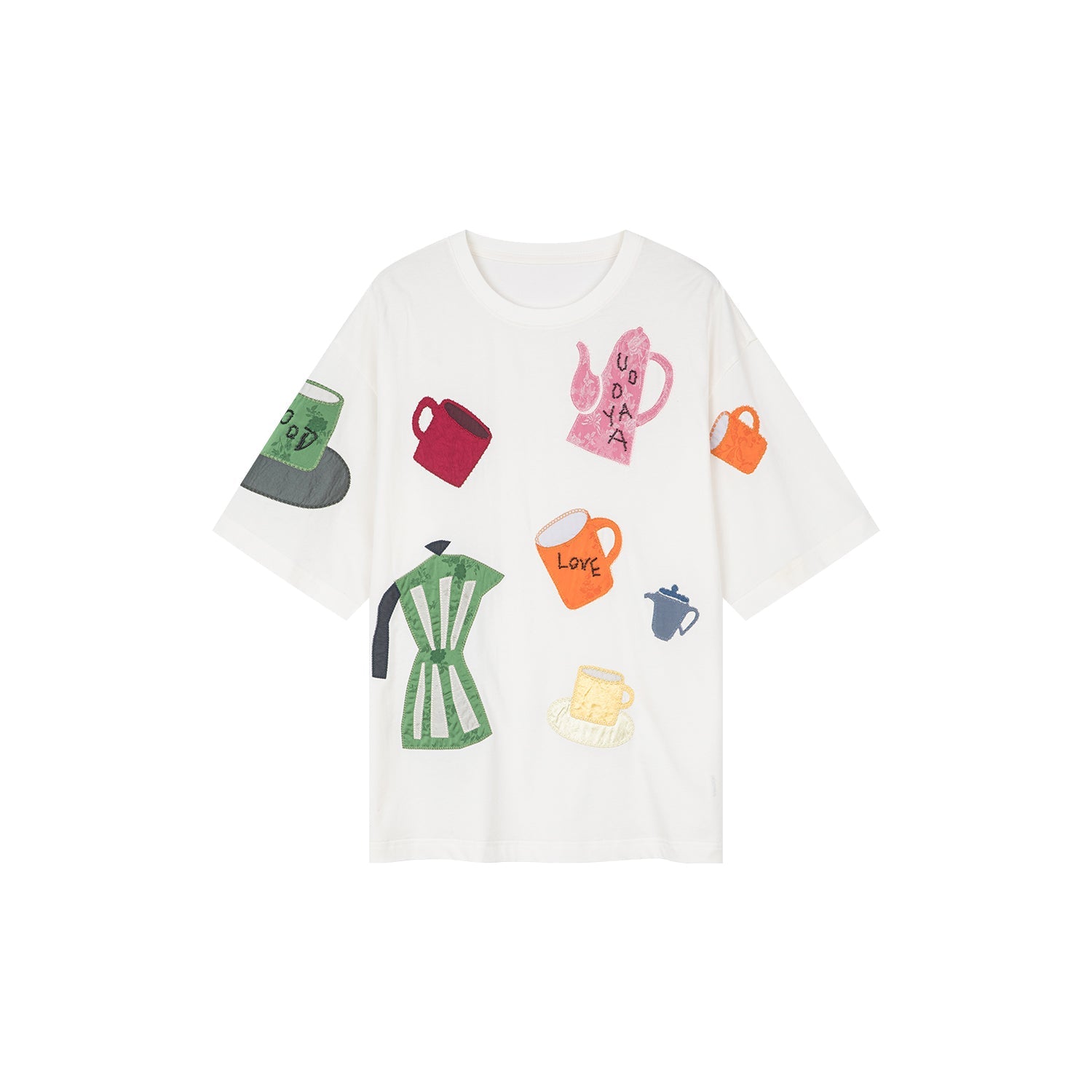 Household object silhouette appliqué t-shirt