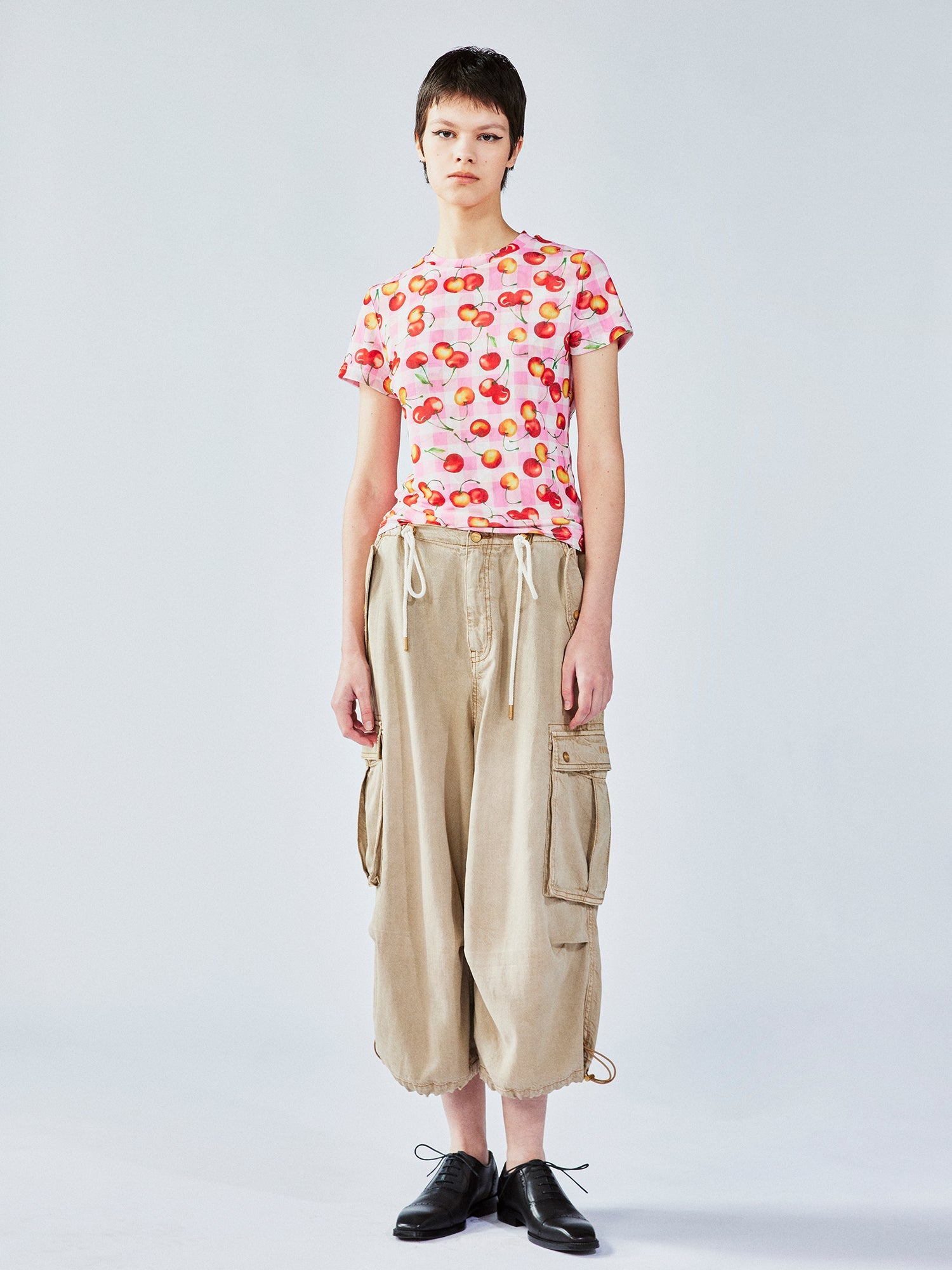 Cherry mesh print t-shirt
