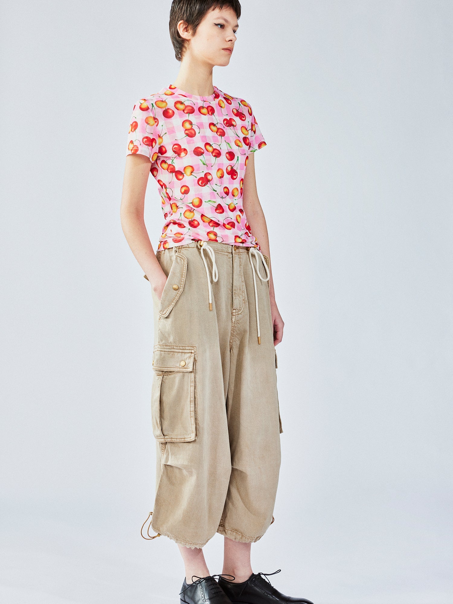 Cherry mesh print t-shirt