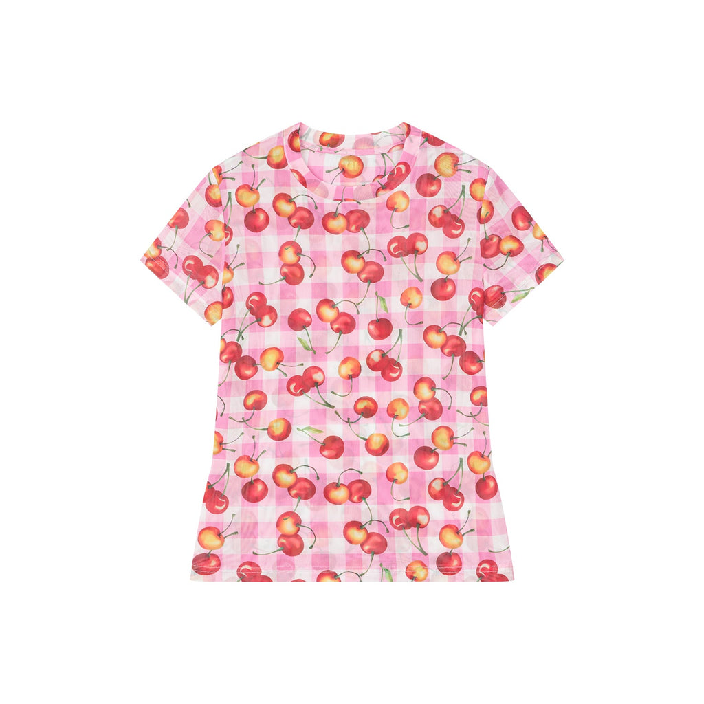 チェリーメッシュプリントTシャツ