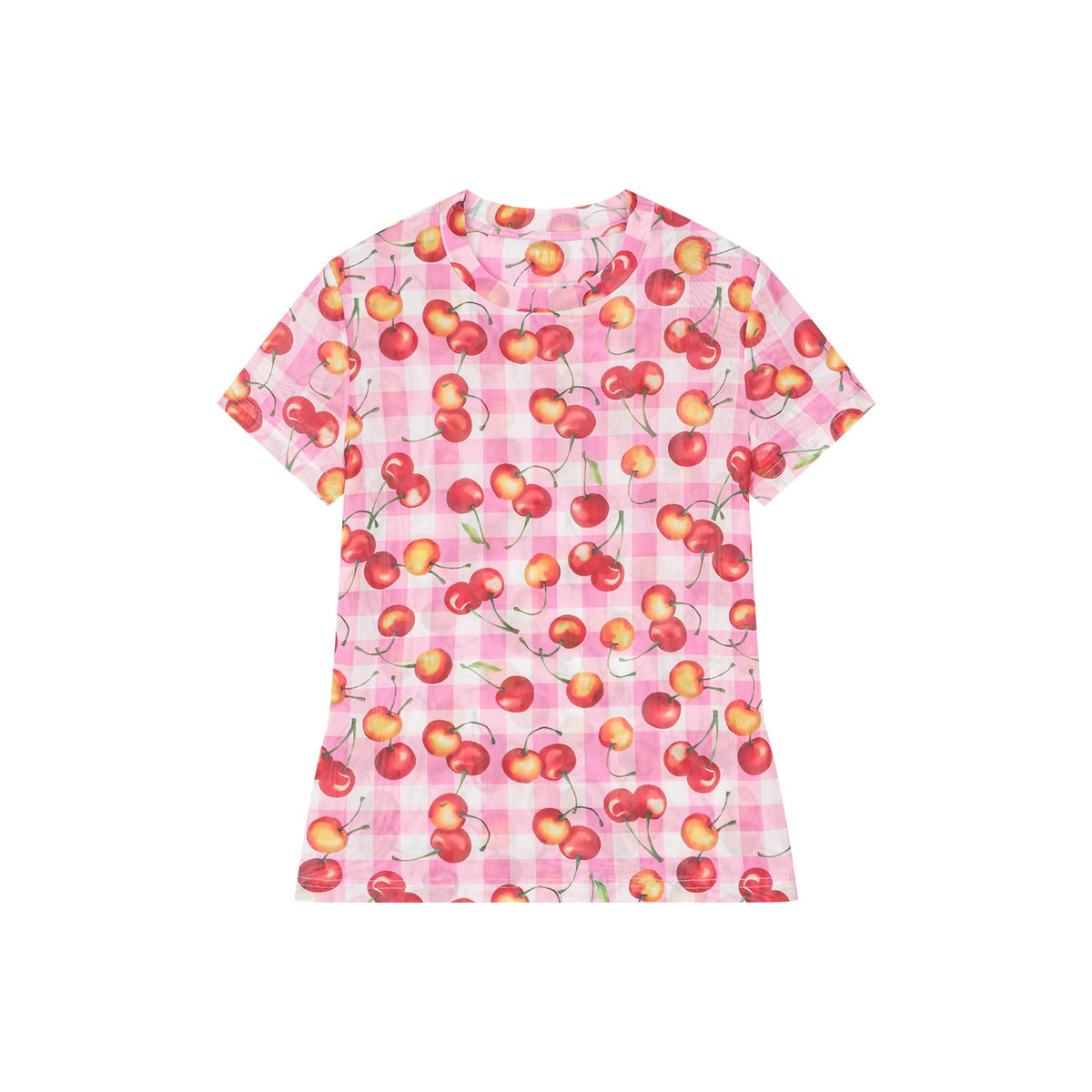 チェリーメッシュプリントTシャツ