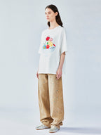 フードプラッターアップリケTシャツ