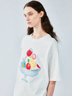 フードプラッターアップリケTシャツ