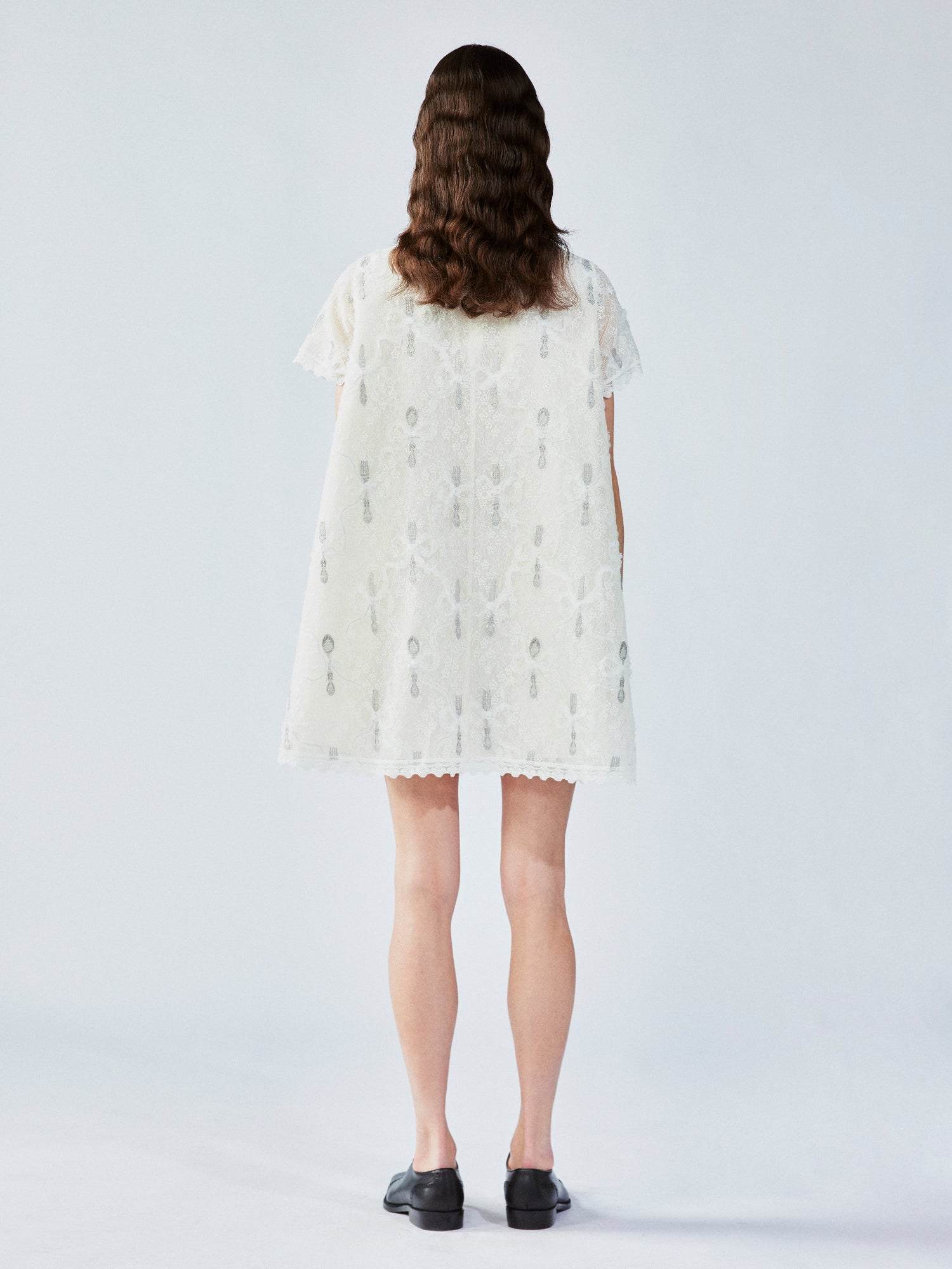 Bow & fork lace embroidered dress