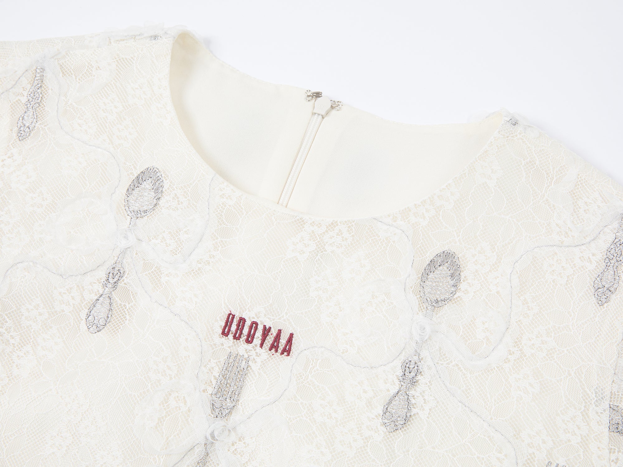 Bow & fork lace embroidered dress
