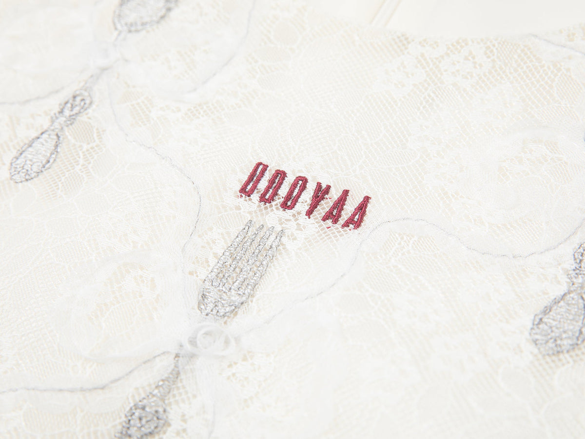 Bow & fork lace embroidered dress