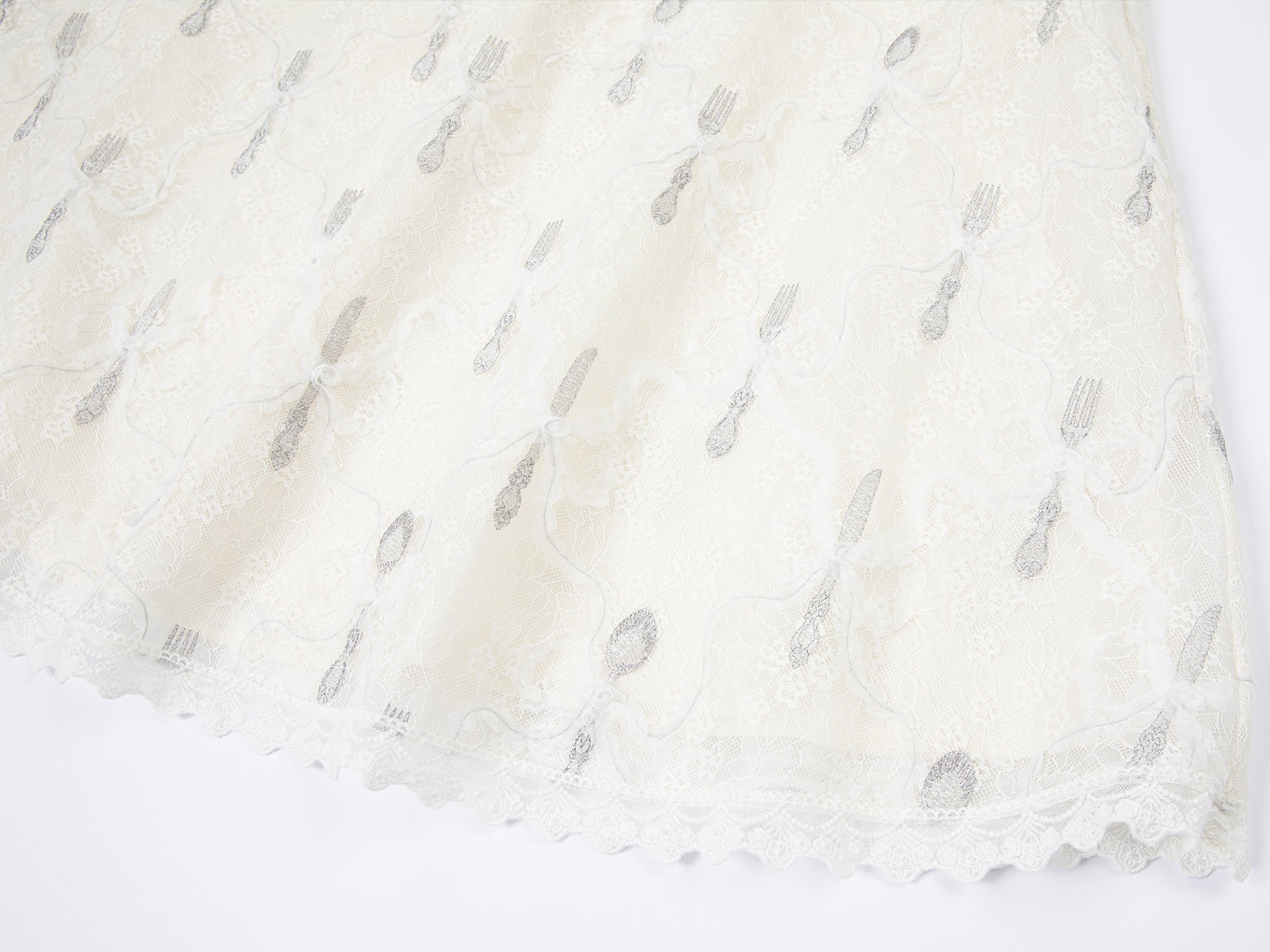 Bow & fork lace embroidered dress
