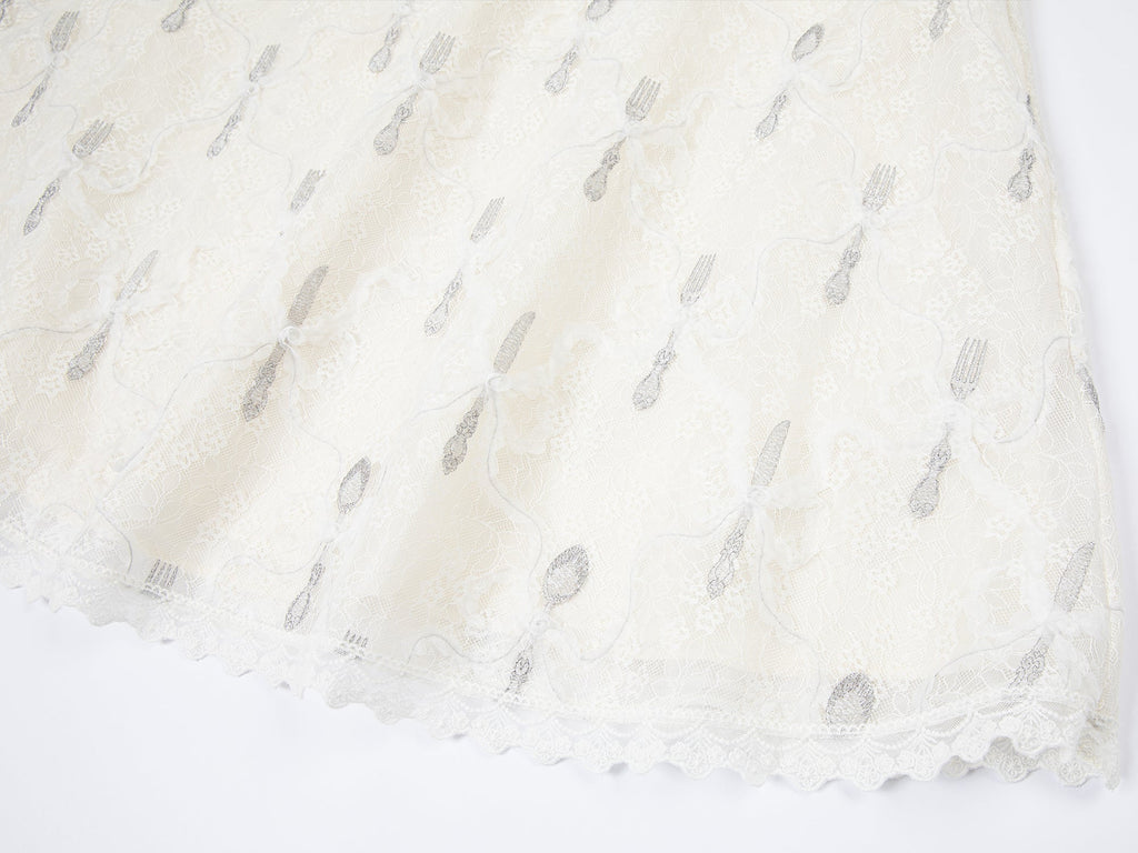 Bow & fork lace embroidered dress