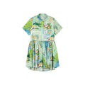 Hand-painted watercolor satin shirt dress