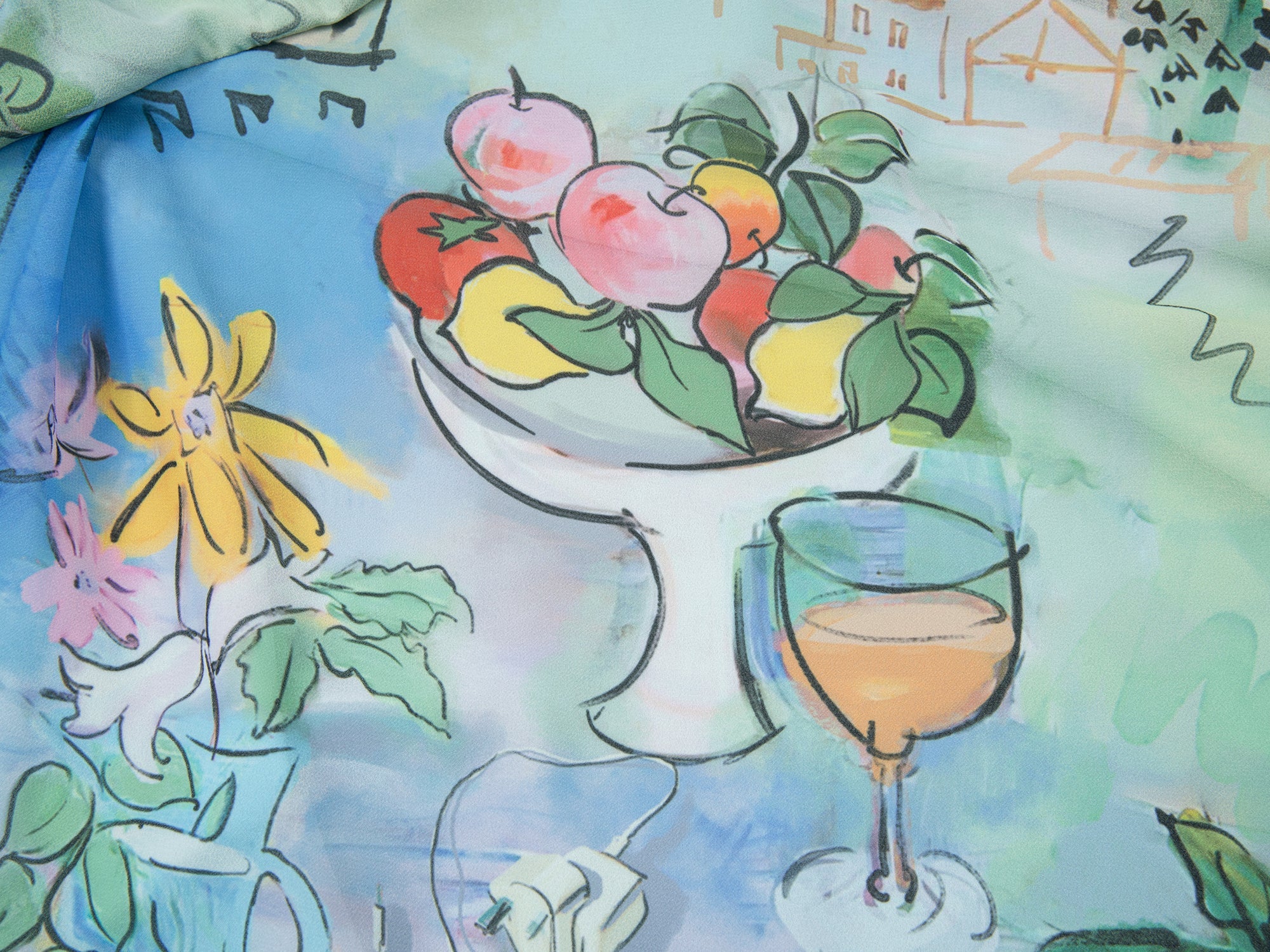 Hand-painted watercolor 3D floral dress