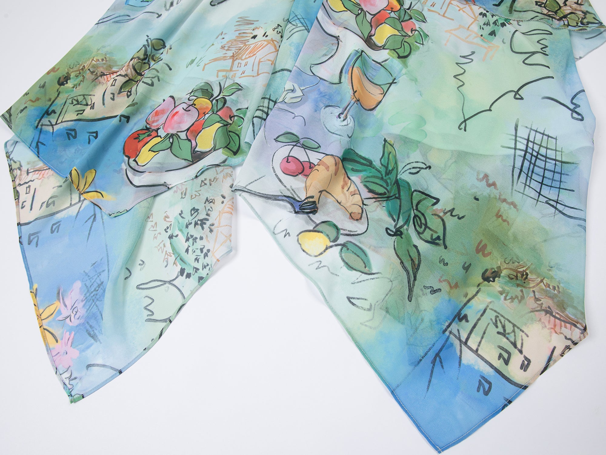 Hand-painted watercolor 3D floral dress