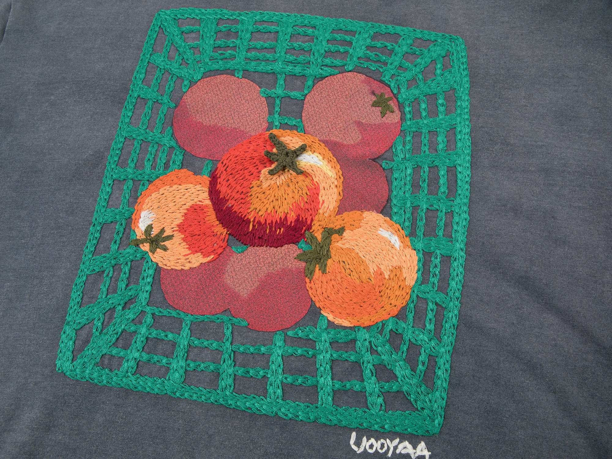 Grocery tomato appliqué t-shirt dress