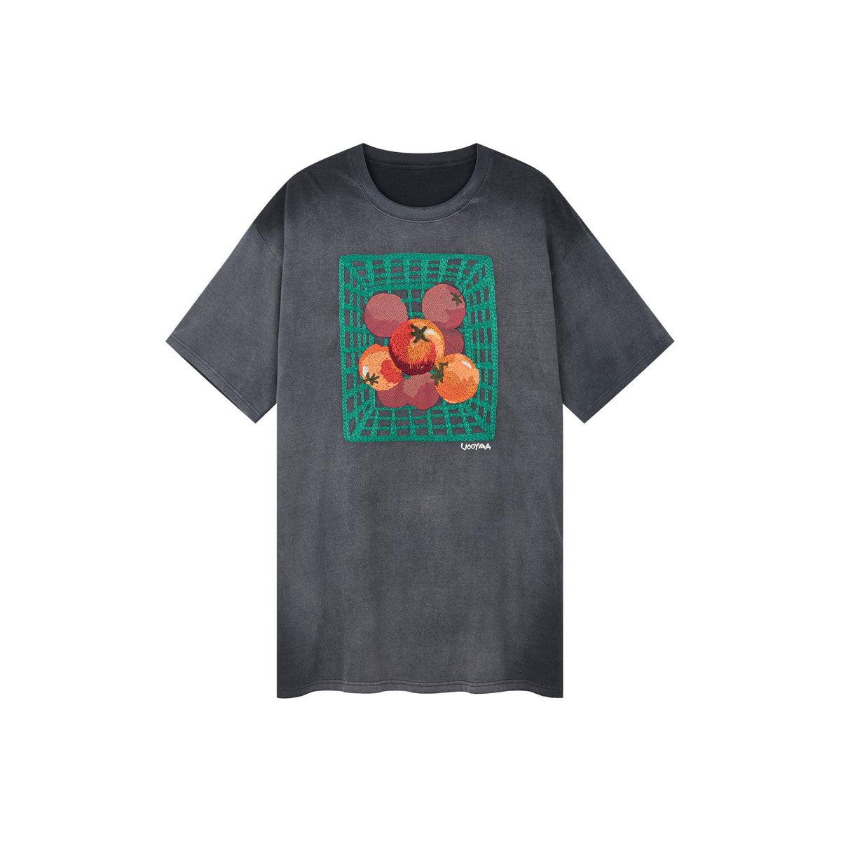 食料品のトマトアップリケTシャツドレス