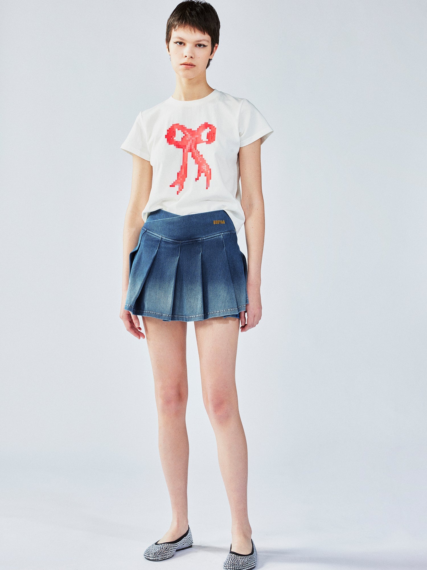 Ombre tie-dye tennis denim skirt