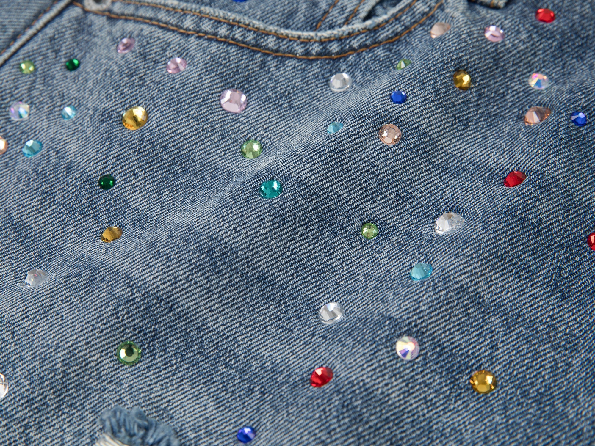 Rhinestone denim mini skirt