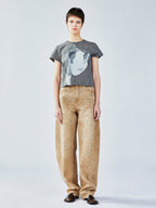 Rhinestone curved jeans