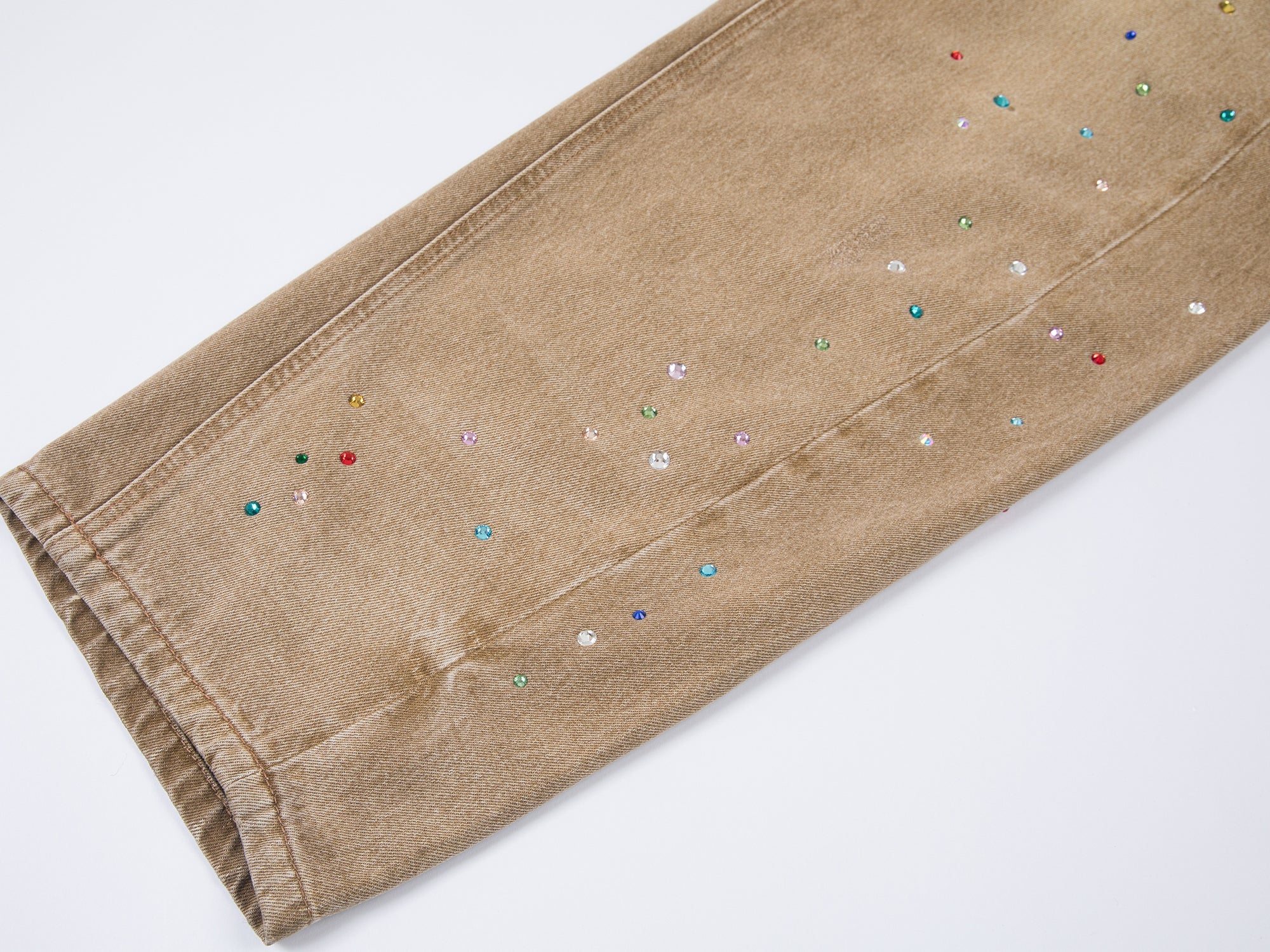 Rhinestone curved jeans