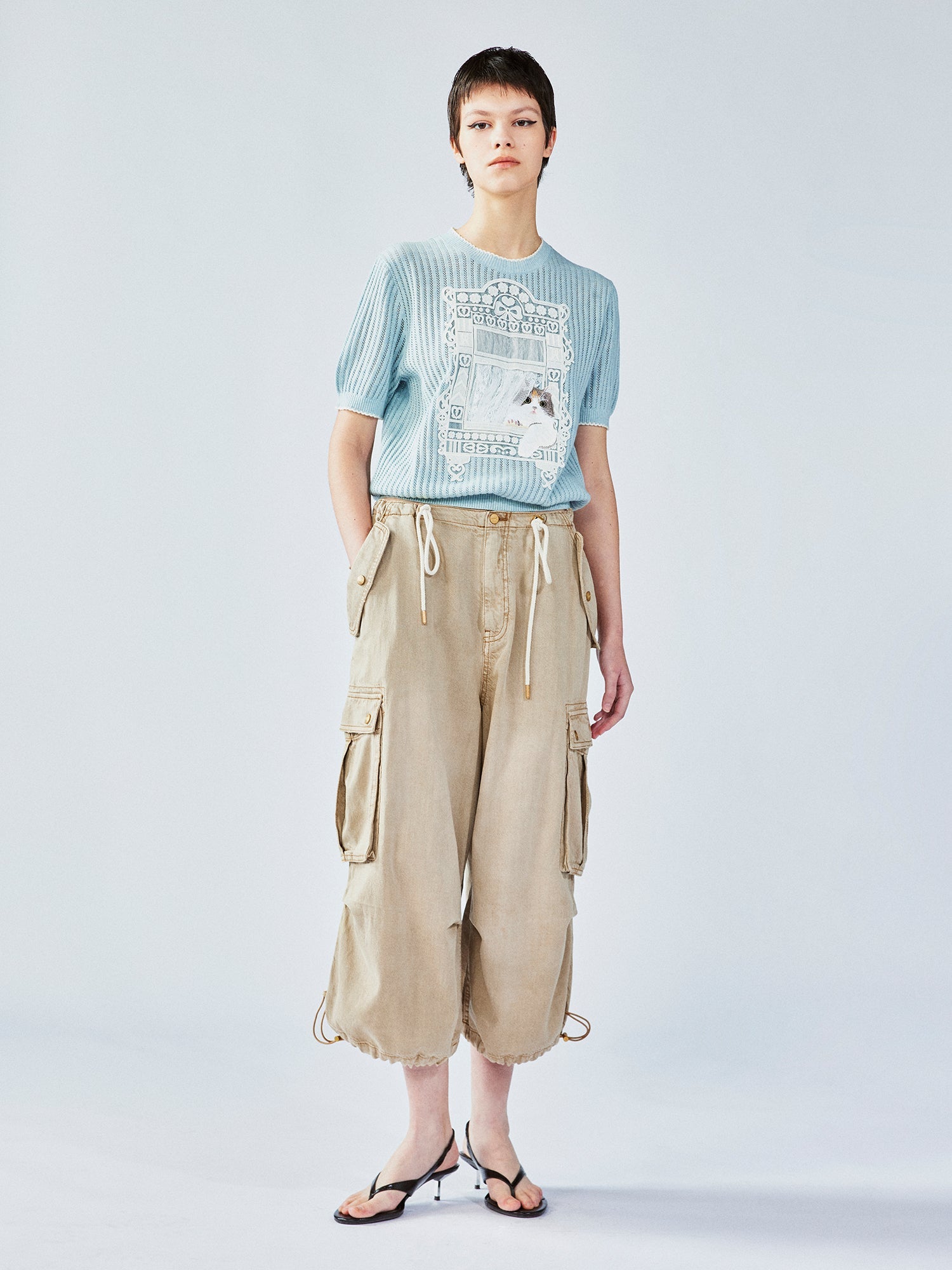 Tencel denim multi-pocket pants