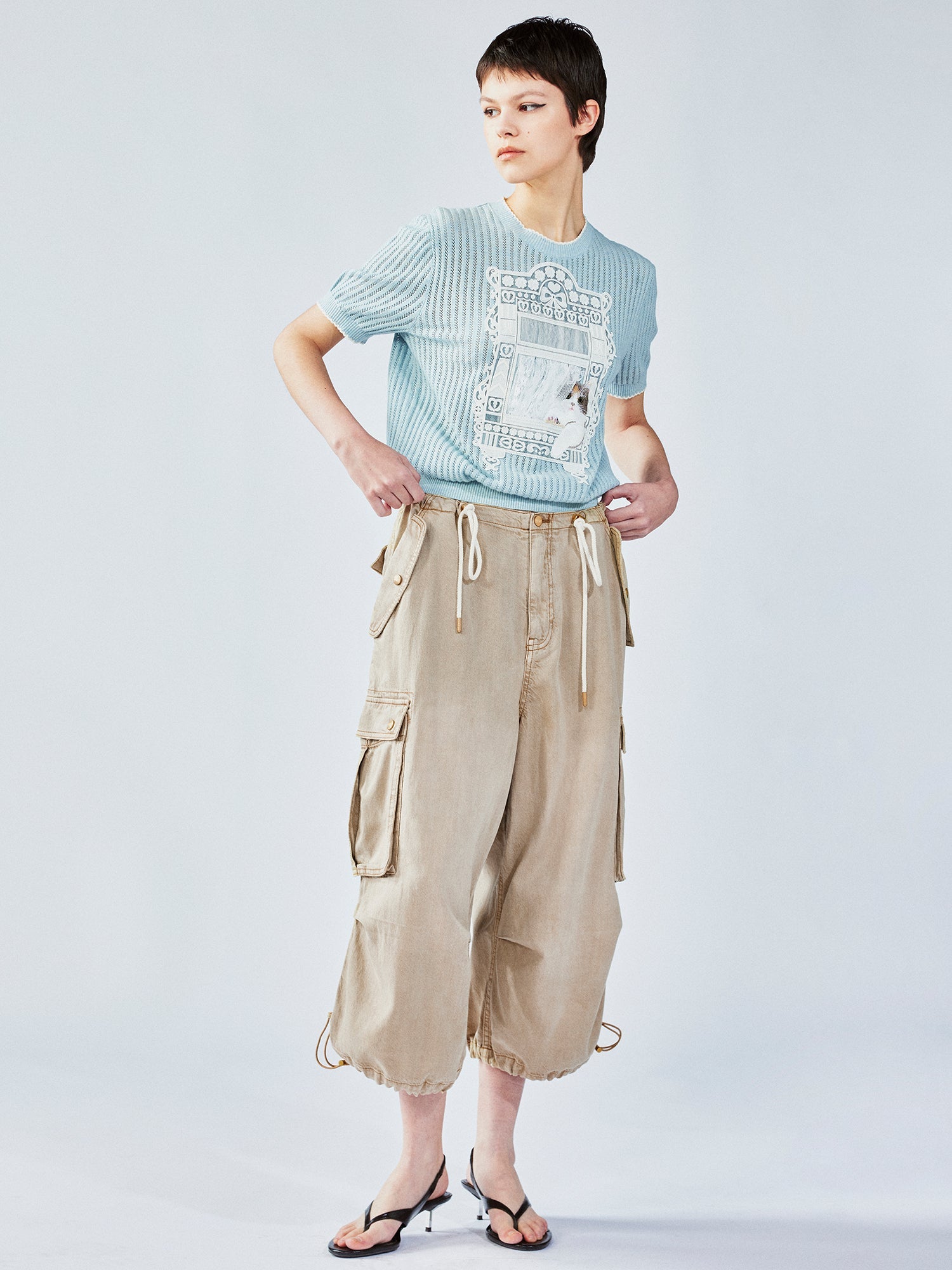Tencel denim multi-pocket pants