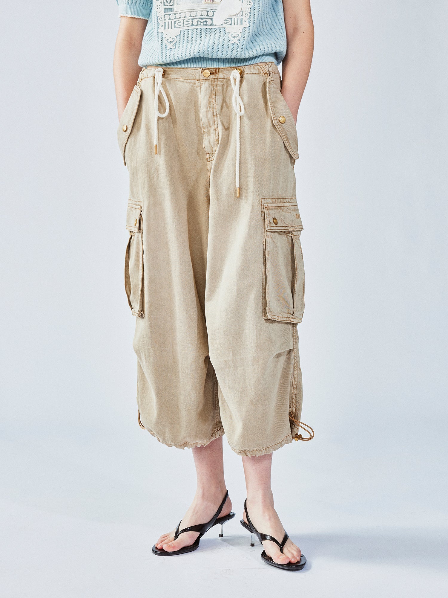 Tencel denim multi-pocket pants