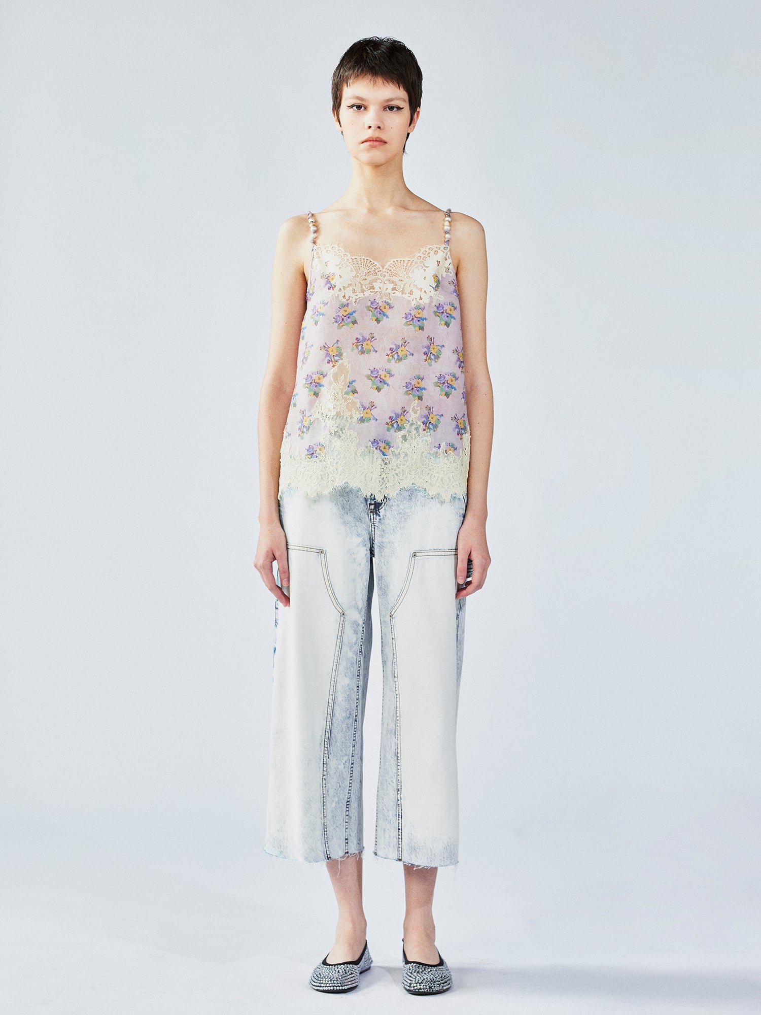 Vintage wallpaper-inspired floral lace cami