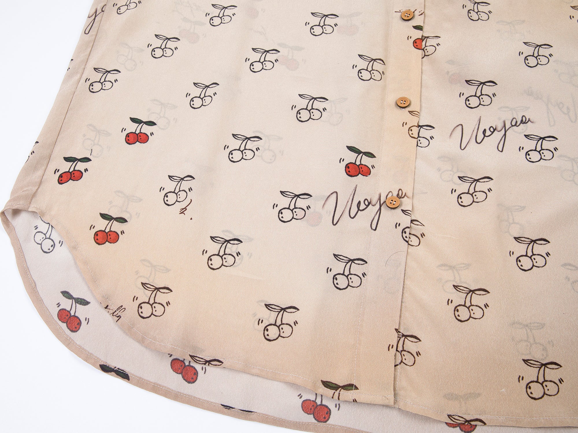 Hand-sketched dynamic cherry print shirt