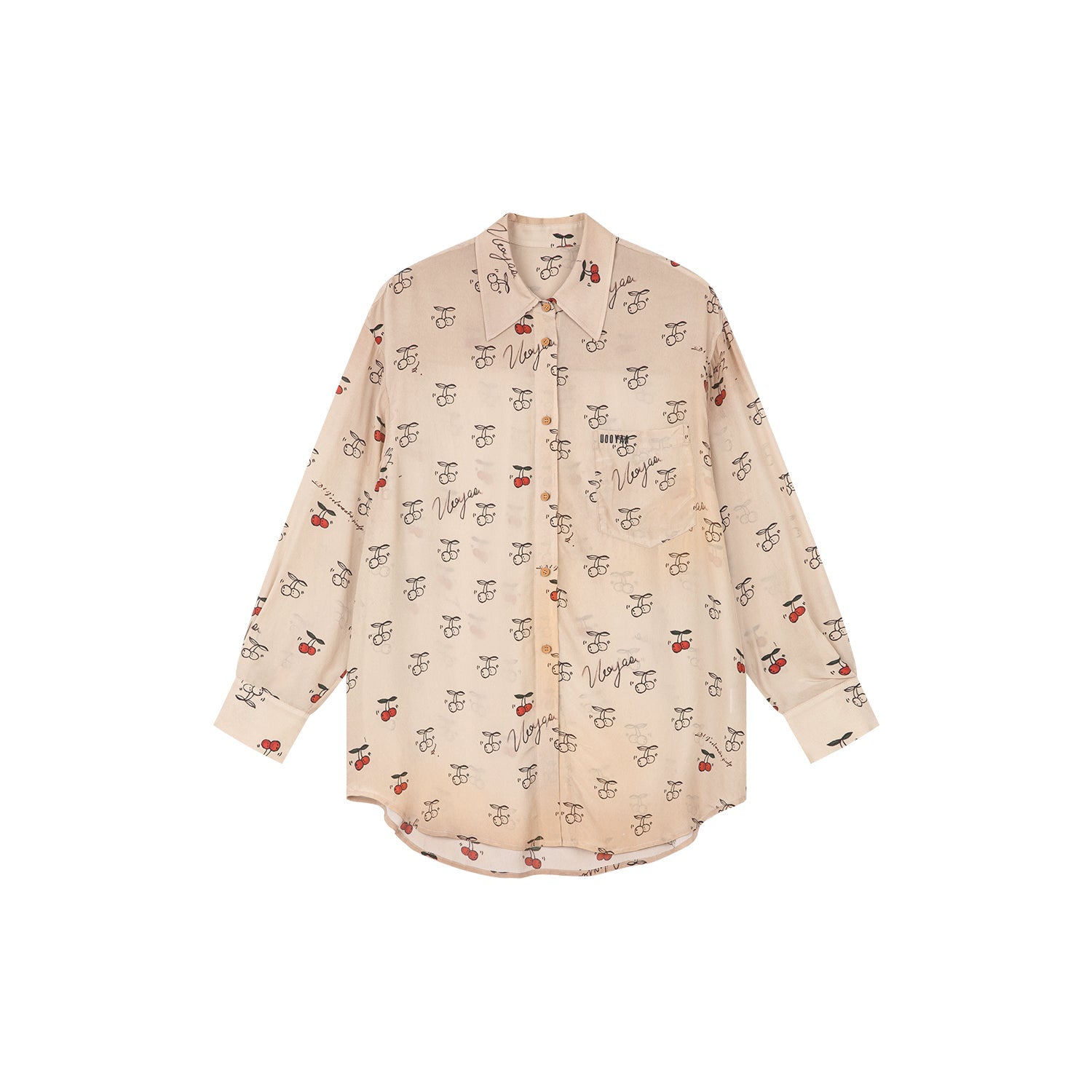 Hand-sketched dynamic cherry print shirt