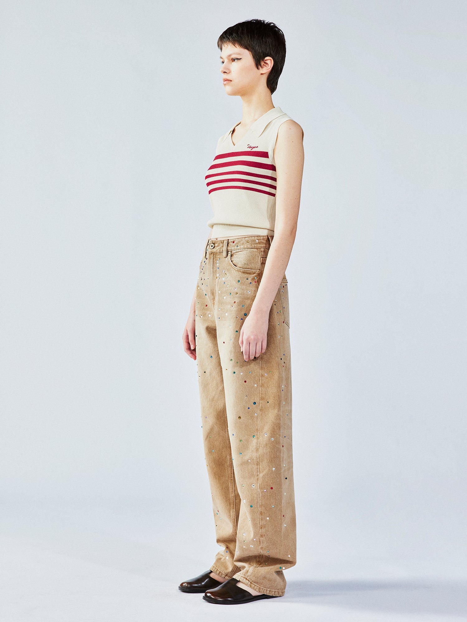 Retro striped POLO knit vest