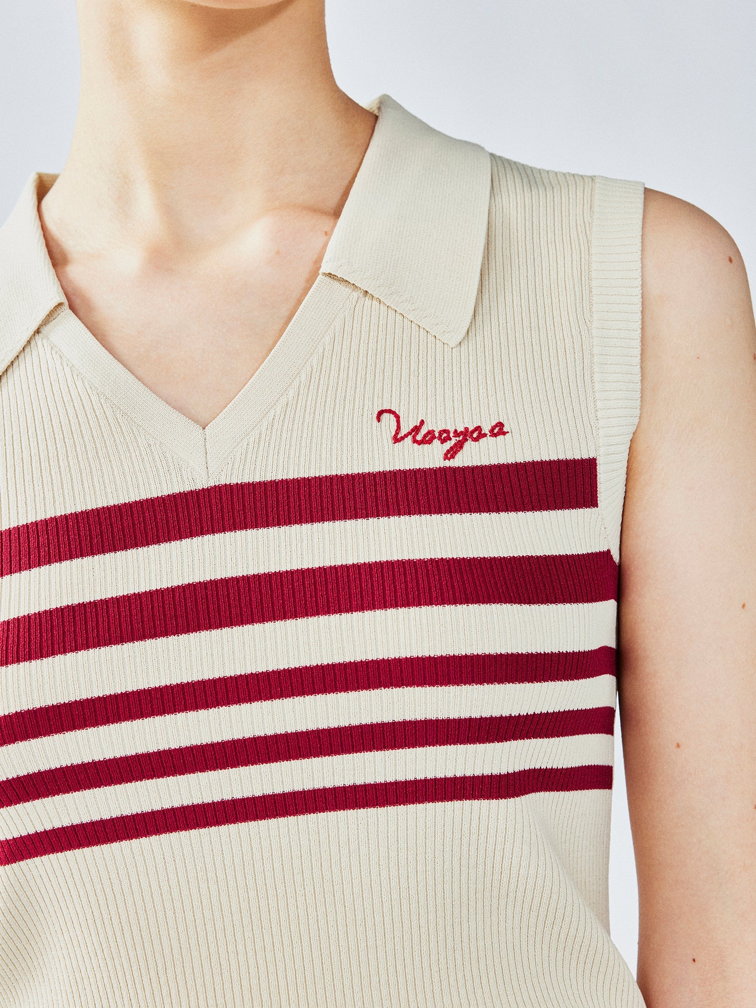 Retro striped POLO knit vest