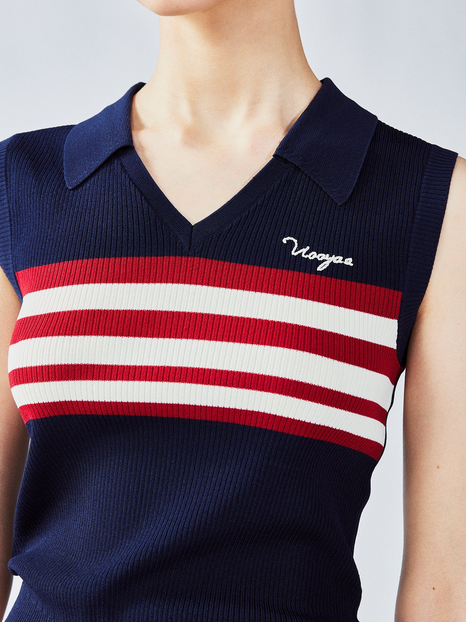 Retro striped POLO knit vest