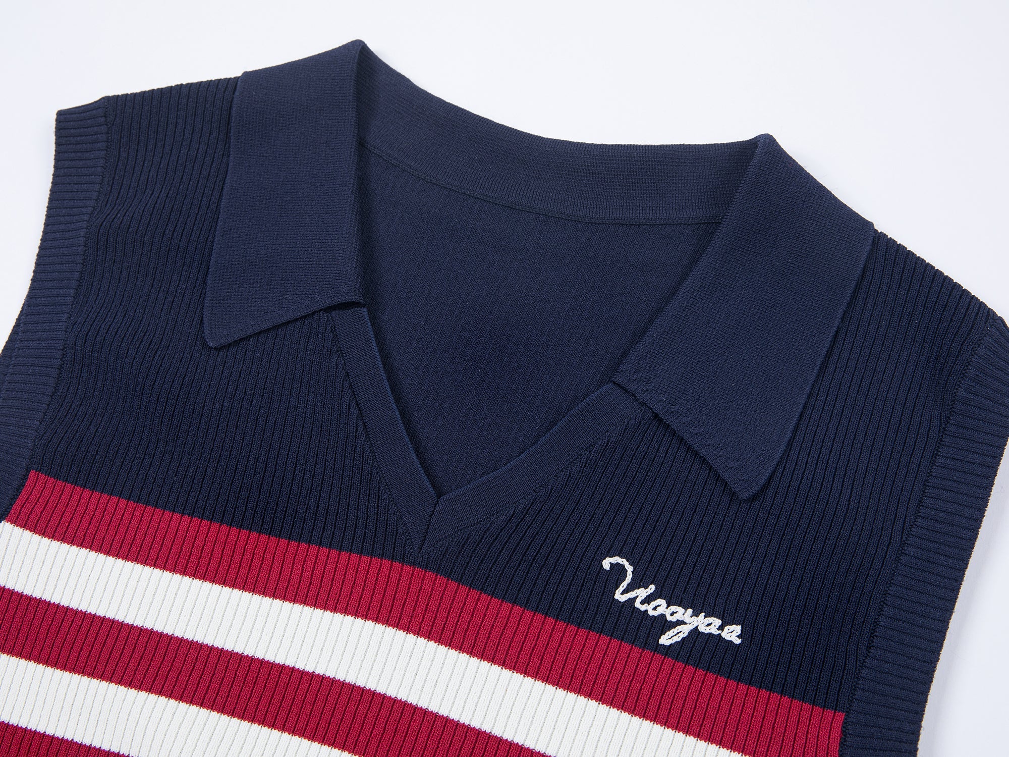 Retro striped POLO knit vest