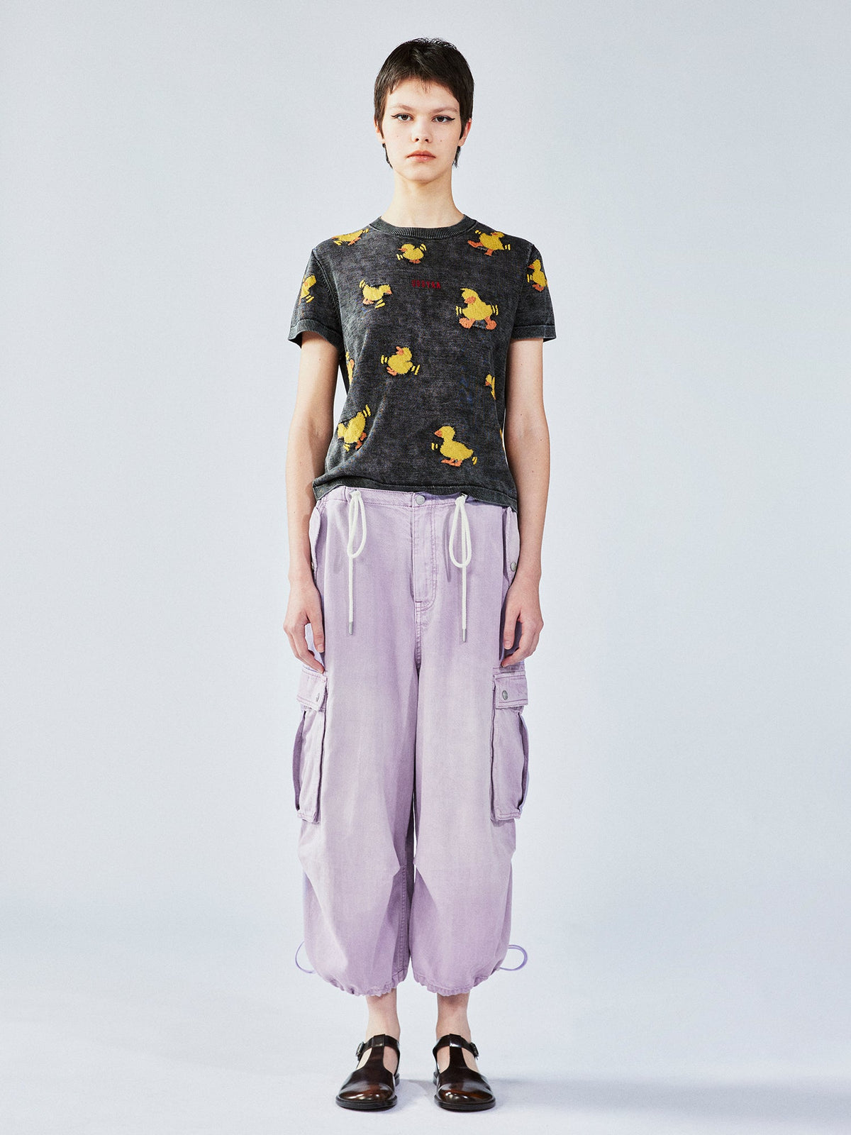 「内向的な性格」ダックジャカードニットTシャツ