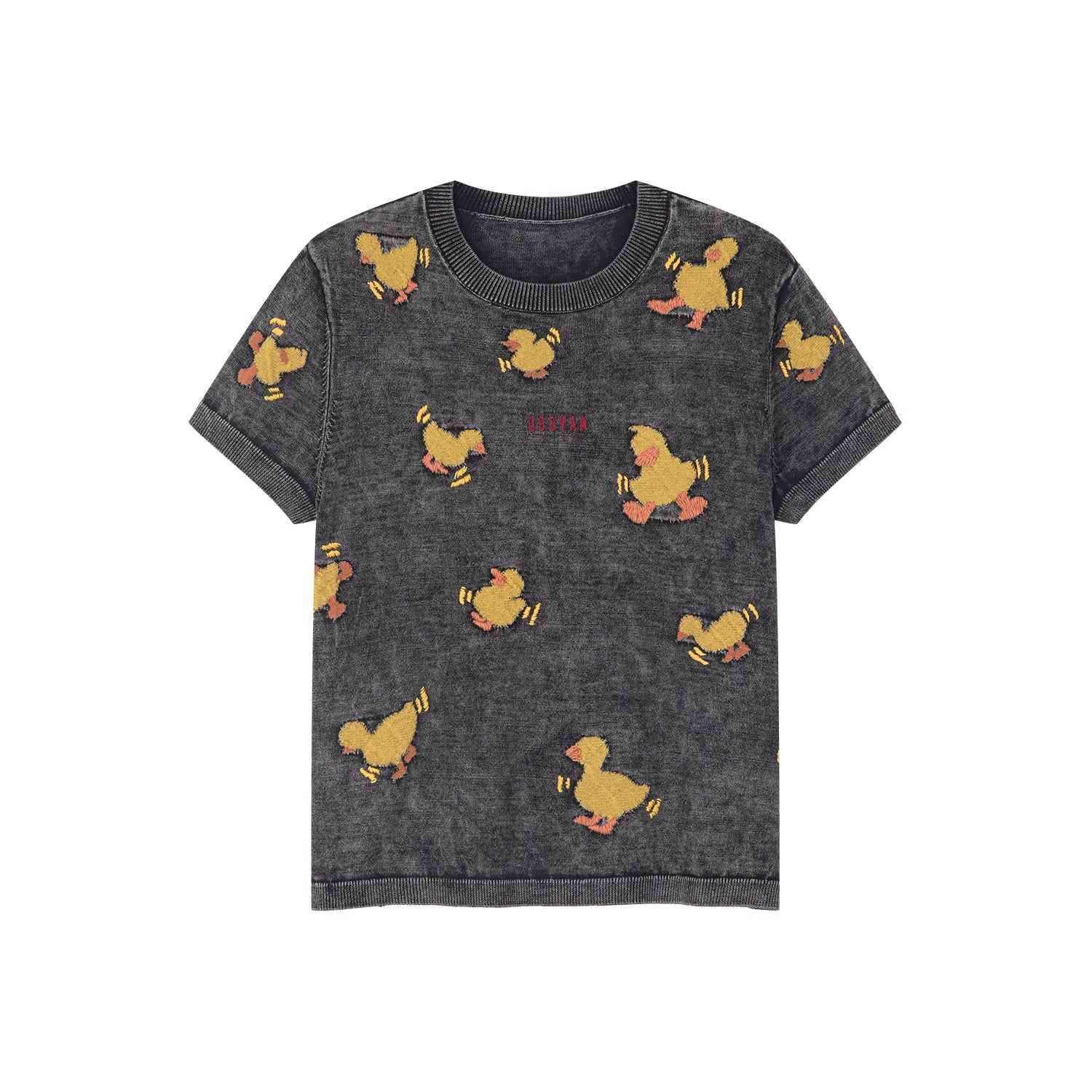 ‘Introverted personality type’ duck jacquard knit tee
