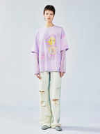 手描きダックレースのレイヤードTシャツ